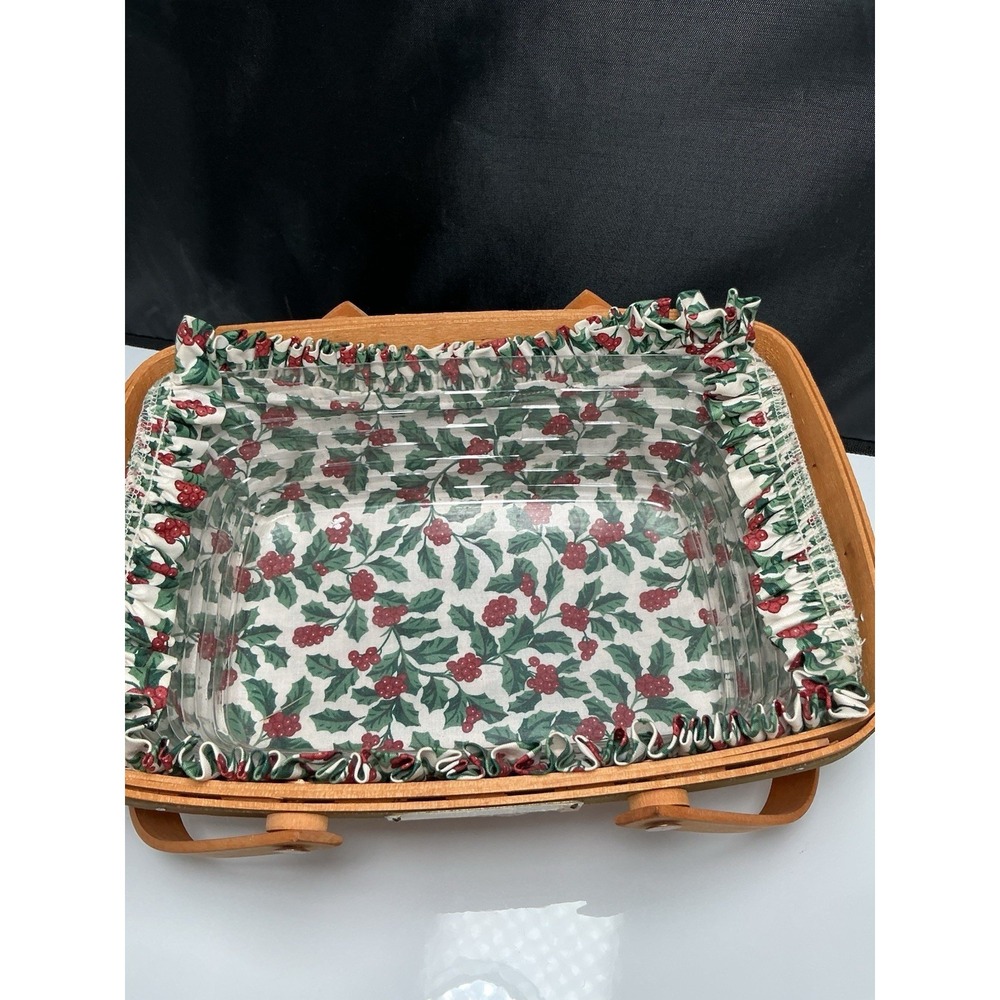 Longaberger 1996 Edition Holiday Cheer Basket Liner & Protector Swing Handles - Picture 8 of 12